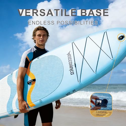 Weeconaco 10'6 inch Sup Board Set, 320 cm Stand Up Paddling Board, Inflatable, Advanced, 200 kg, Complete Accessories, Adjustable Paddle, Beginner, with Universal Camera Mount