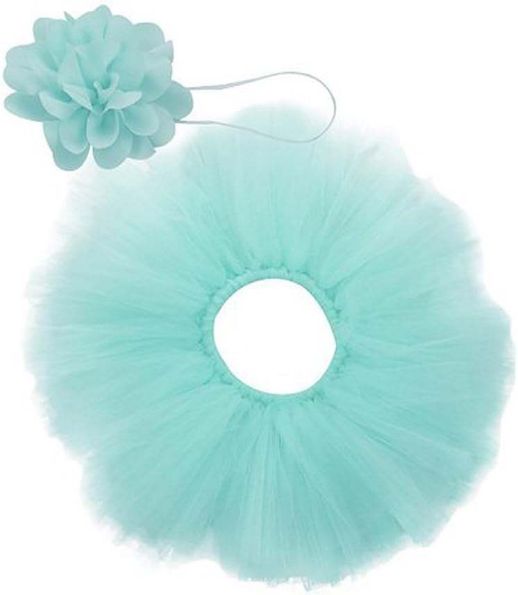 ColorName Newborn Girls Photo Photography Prop Tutu Skirt Headband Outfits (blue)