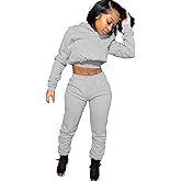 Women's 2 Piece Sweatsuit Set Long Sleeve Jogger Tracksuit Outfits 2025 Casual Crop Hoodie and Pants Matching Sets