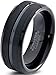 Tungsten Wedding Band Ring 8mm for Men Women Comfort Fit Black Beveled Edge Polished Brushed Size 11.5