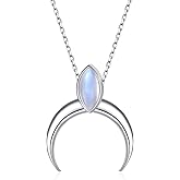 Corato Crescent Moon Necklace for Women 925 Sterling Silver Moonstone Pendant Necklace Gifts for Her