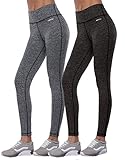 Aenlley Women's Activewear Yoga Pants High Rise Workout Gym Spanx Tights leggings Color BlackGrey+DarkGrey Size XL