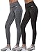 Aenlley Women's Activewear Yoga Pants High Rise Workout Gym Spanx Tights Leggings Color BlackGrey+Darkgrey Size L