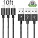 ONSON iPhone Cable,3Pack 10FT Extra Long Nylon Braided Cord Lightning Cable Certified to USB Charging Charger for iPhone 7/7 Plus/6S/6S Plus,SE/5S/5,iPad,iPod Nano 7 (Black White,10FT)