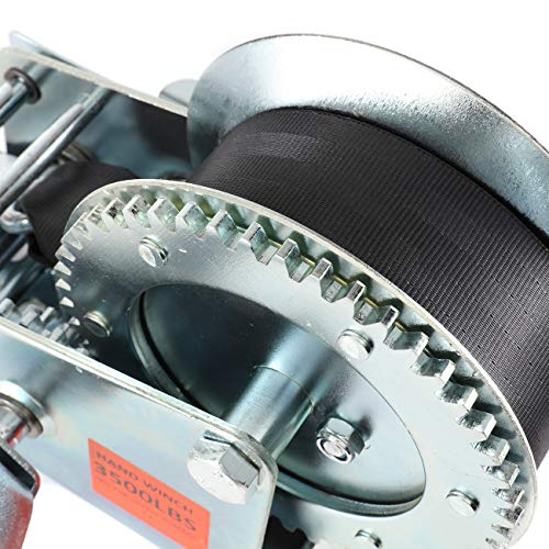 ALAVENTE Hand Winch Crank Cable 3500lbs, Heavy Duty Gear Winch for RV Trailer, Boat or ATV w/ 23ft Black Webbing (Steel) - Image 5