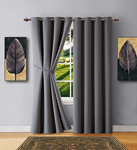 Warm Home Designs 1 Panel of Light Grey Blackout Curtains with Grommets. Insulated Thermal Window Panel Is 54" X 84" in Size and Includes Matching Tie-Back. N Gray 84