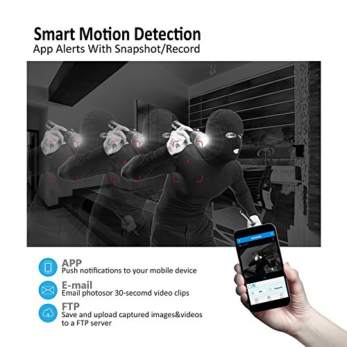Jennov Wireless Security IP Camera, Wireless WiFi Security IP Camera HD 1080P Outdoor Indoor Night Vision CCTV Home Surveillance Pre-Installed 16G Micro-SD Card Motion Detection Remotely Access...