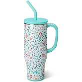 Swig Life 30oz Mega Mug, 30 oz Tumbler with Handle and Straw, Cup Holder Friendly, Dishwasher Safe, Lightweight Extra Large Insulated Tumbler, Nurse Gifts for Women (Scrub Life)
