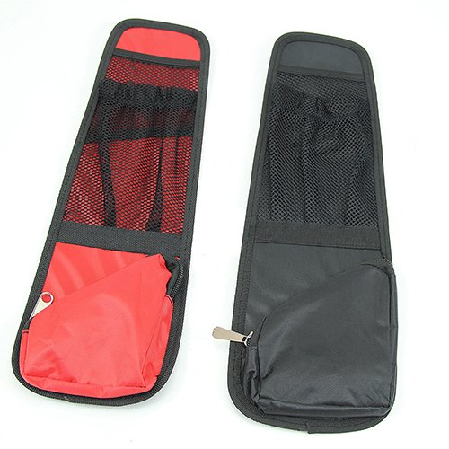 Baost 1Pc Auto Car Seat Side Storage Organizer Hanging Collector Bag Multi Pocket Waterproof Fabric Car Interior Holder Bag Eyeglasses Magzine Phone Holder Zipper Pouch Red