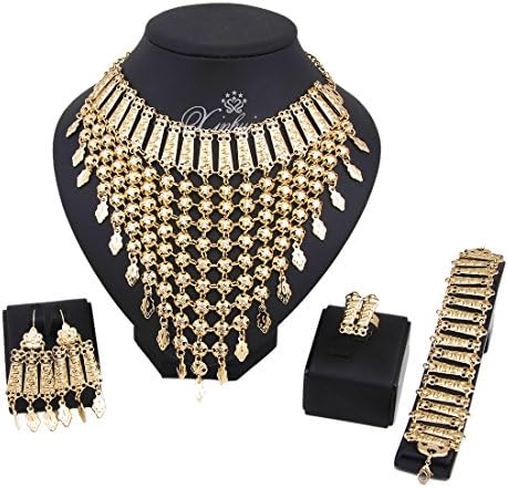 Bei Tuo Gold Plated Big Alloy Necklace Earrings Set African Wedding Jewelry Sets
