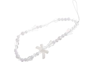 OFFIGAM Universal White Pearl Bow Phone Lanyard Chain Pendant Keychain for Mobile Phones