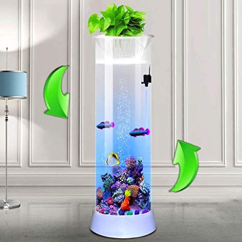 Cylindrical Fish Tank, Living Room Vertical Aquarium, Desktop Small And Medium Glass Filter Ecological Fish Tank (Size : 15 * 15 * 35cm)