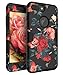 RabeMall Case for iPhone 7 Plus Three Layer Hybrid Shockproof Smooth Beautiful Fashion Color Rose Flowers Case for Girls/Women,Floral Black
