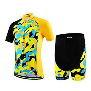 LPATTERN Kids Boys Girls Cycling Jersey Breathable Cartoon Road Mountain Bike Clothing Set(Jersey+3D Padded Shorts)