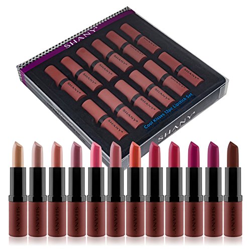 SHANY Cosmetics Lipstick Set of 12 Long-lasting and Moisturizing Creamy Colors with Various Finishes - Cool Kisses
