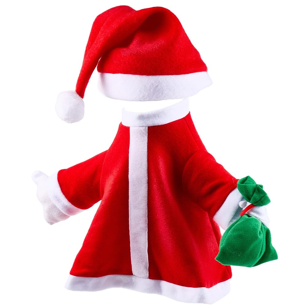 CREATCABIN Porch Goose Clothes Christmas Goose Outfit Winter Red Plush Clothing with Christmas Hats and Gifts Bag Santa Costume for Cement Geese Lawn Yard Outdoor Garden Porch Decor 11.4 x 20 Inch