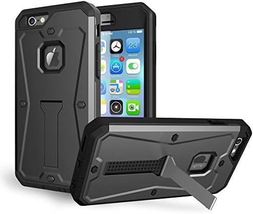 iPhone 6/6s Case, Armor Tank HEAVY DUTY Built-in Screen Protector Rugged Full Body Protective Durable Hybrid Case with Kick Stand [4 x Interchangeable Back Plates Included] iPhone 6 Cover (Grey )