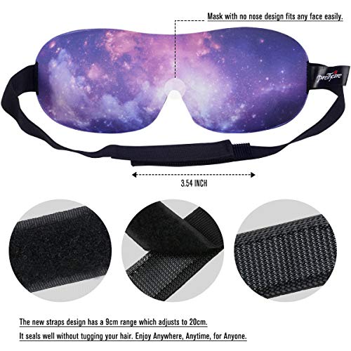 PrettyCare 3D Sleep Mask Aurora Purple and Blue Eye Mask for Sleeping - Contoured Face Mask Silk - Blindfold with Ear Plugs,Travel Pouch - Best Night Eyeshade for Men Women Kids