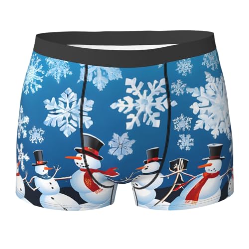SYHEART Winter Snowman Print Men'S Boxer Briefs With Elastic Comfort Fit Design For All-Day Wear