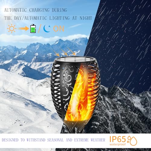 I-SHUNFA 96 LED Solar Lights Outdoor Garden,43 inch Tall Solar Torch Flickering Dancing Flame Lights with 3 Modes,IP65 Waterproof Auto ON/Off Landscape Decorations for Pathway,Patio,Yard