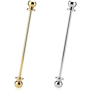2Pcs Ball Head Collar Bars for Men, Gold Silver Screw Tie Pin Set, Classic Shirt Collar Pins for Wedding Business Formal Dail