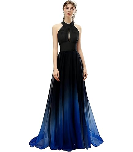 ZVOCY Spaghetti Straps Black Red Ombre Prom Dresses with Stones Long Ombre Bridesmaid Evening Gown 2 : Clothing, Shoes & Jewelry