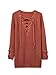 Simplee Apparel Women's Long Sleeve Lace up Knit Pullover Sweater Dress Red,One Size