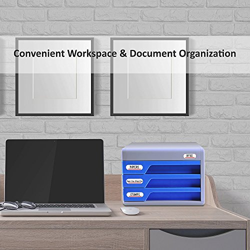Locking Drawer Cabinet Desk Organizer - Filing & Organizing Paper Documents, Tools, Kids Craft Supplies - Home Office Desktop File Storage Box w/3 Lock Drawers - SereneLife - Thumbnail 6