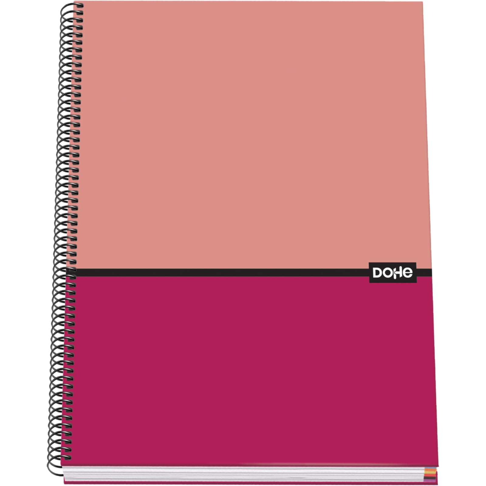 DOHE - A4 Squared Notebook - 100 Sheets 90 gsm Thickness, Size 22.8x30 cm, Hard Cover, Ring Binding, 5 mm Grid, School Supplies - DUO Pink