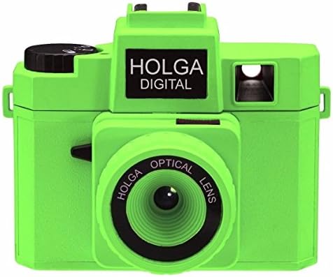 Holga Digital Camera 8MP Low Noise CMOS Color Sensor F2.8 or F8.0 Selectable Ratio 4:3 or 1:1 Auto Dark Circle Feature, Wi-Fi SD Card Support, Best Compact Point and Shoot Digital Camera - Neon Green