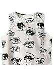 Cfanny Women's Cartoon Eyes and Tears Pattern Tight Crop Top/Skirt