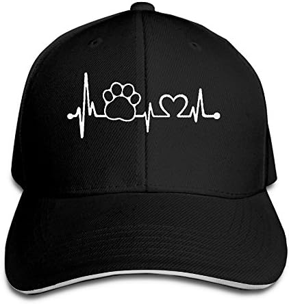 WHW45HAT Men Womens Custom Paw Print Heartbeat Baseball Hat Adjustable Plain Baseball Cap