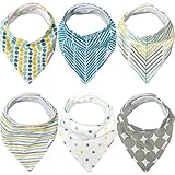 Baby Bandana Drool Bibs - 6 Pack Gift Set for Boys & Girls, Organic Cotton Fronts, 3 Snap Fastenings, Hypoallergenic, Cute, Soft, Extra Absorbent & Unisex