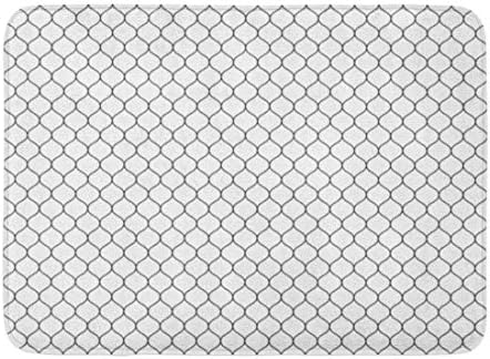 KENTONG Hill Bath Mat Abstract Net Black Thin Wavy Lines on White of Mesh Fishnet Lace Subtle Monochrome Simple Design Weave Bathroom Decor Rug 15.7" x 23.6"/40x60cm