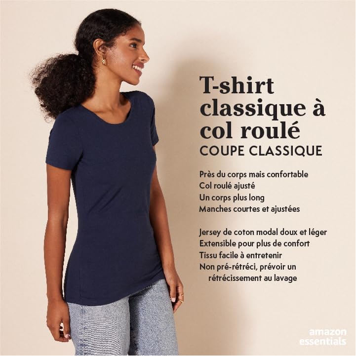 T-Shirt Ras-Du-Cou à Manches Courtes, Coupe Standard Femme, Lot de 2, Vert Menthe/Vert Uniforme, S — photo 2 sur 8