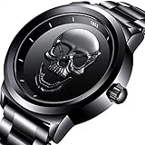 Mens Black Big Face Watches Men's Chronograph Waterproof Sport Date Quartz