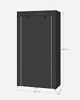 SONGMICS Fabric Wardrobe 6 Shelves Hanging Rail 168 cm Black RYG84H view 4