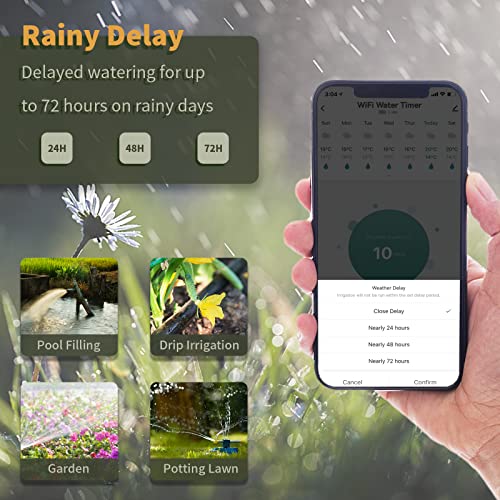 Diivoo - Temporizador de agua WiFi para manguera de jardín, temporizador de riego inteligente con hub, hasta 20 horarios de riego separados, compatible con Alexa y Google Home