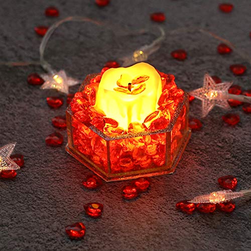 HAKACC Herzen Diamantkristalle, 1000 Stück 12mm Rot Streudeko Herzen Deko Diamanten Herz Deko für Hochzeit