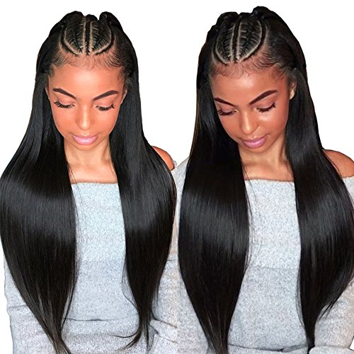 9A Straight 360 Lace Front Wigs Human Hair With Baby Hair Long Straight Wig Unprocessed Virgin Brazilian Hair 360 Lace Frontal Wigs Human Hair Pre Plucked For Black Women (22â€,360wig,natural color)