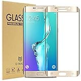 S6 Edge Plus Screen Protector,G-WACK 0.2mm 9H Tempered Glass Screen Protector Case [Curved Full Coverage ] For Samsung Galaxy S6 Edge Plus[Life Warranty ] (For S6 Edge Plus Gold)