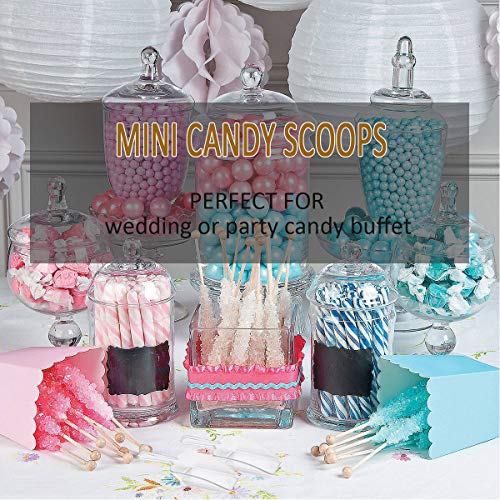 Angooni Clear Plastic Kitchen Scoops Wedding Candy Dessert Buffet Scoops, Coffee, Tea, 12 Pack Small 2 OZ. Candy Scoops