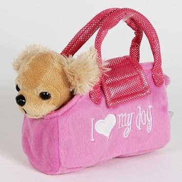 perrito peluche con bolso