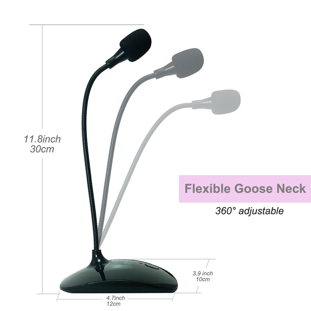 USB Microphone for Computer - Plug&Play Recording Microphone with Mute Button - Compatible with PC, Laptop, Mac, ps4 - Ideal for YouTube,Skype,Gaming,Podcast(1.5m /5ft)