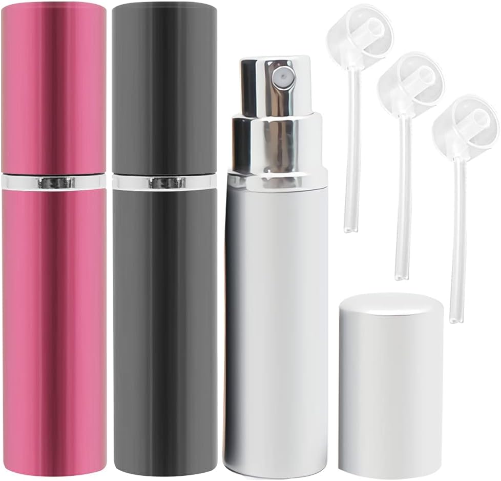 ZHIYE Perfume Atomiser Spray Bottle 10ML 3 Pieces Refillable Travel Set Black