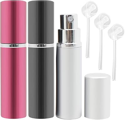 ZHIYE Perfume Atomiser Spray Bottle 10ML 3 Pieces Refillable Travel Set Black