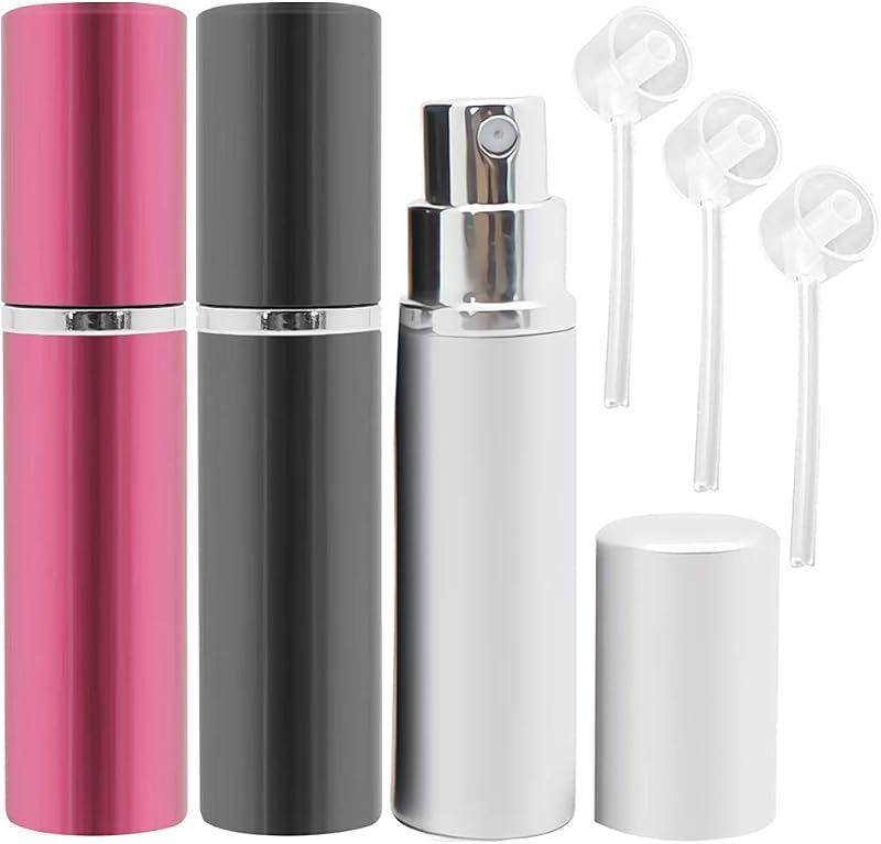 ZHIYE Perfume Atomiser Spray Bottle 10ML 3 Pieces Refillable Travel Set Black