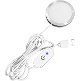AuyiHomu Single Under Cabinet LED Puck Lights Plug in, 3D Printer LED Lamp Kit 001 DIY USB Powered 5V Dimmable Touch Switch Ultra Thin for Kitchen/Cabinet/Wardrobe/Showcase (Cool White/6000K)