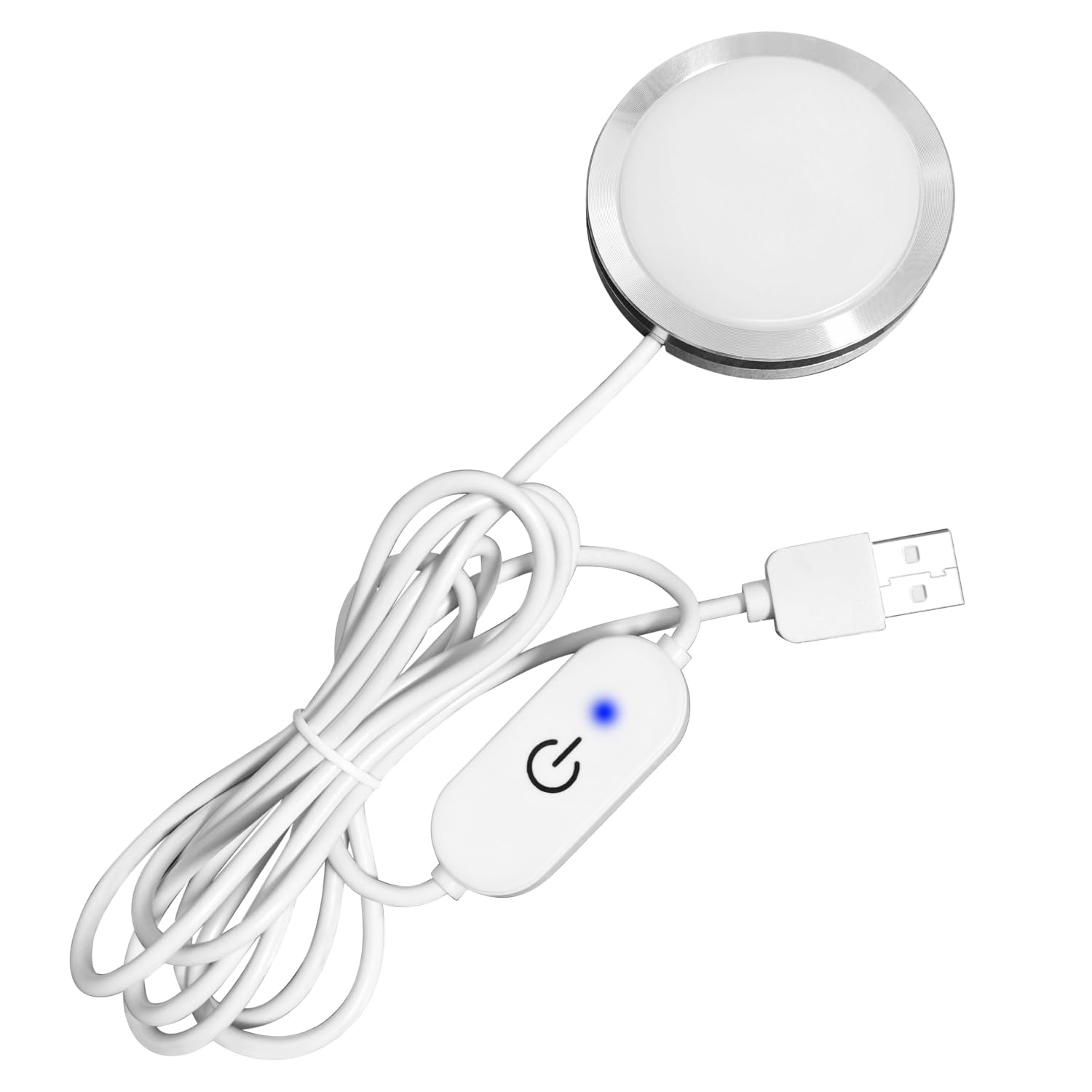Photo 1 of AuyiHomu Single Under Cabinet LED Puck Lights Plug in, 3D Printer LED Lamp Kit 001 DIY USB Powered 5V Dimmable Touch Switch Ultra Thin for Kitchen/Cabinet/Wardrobe/Showcase (Cool White/6000K)