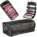 Rimobul Luxury Cosmetic Bag Roll Up Bathroom Organizer Black & Hot Pink